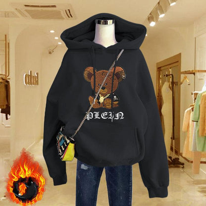 Sudadera con estampado de oso acolchado de felpa - Urban Tribes Store