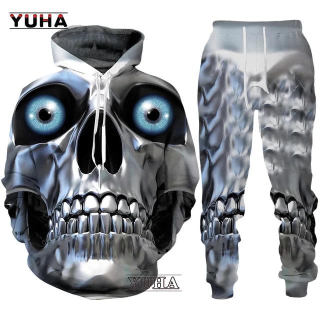 Conjunto de chándal con estampado 3D de calavera para hombre - Urban Tribes Store