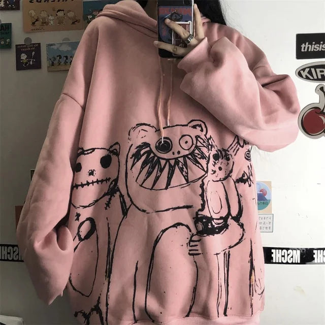 Sudadera con capucha gótica de dibujos animados de Japón para mujer - Urban Tribes Store