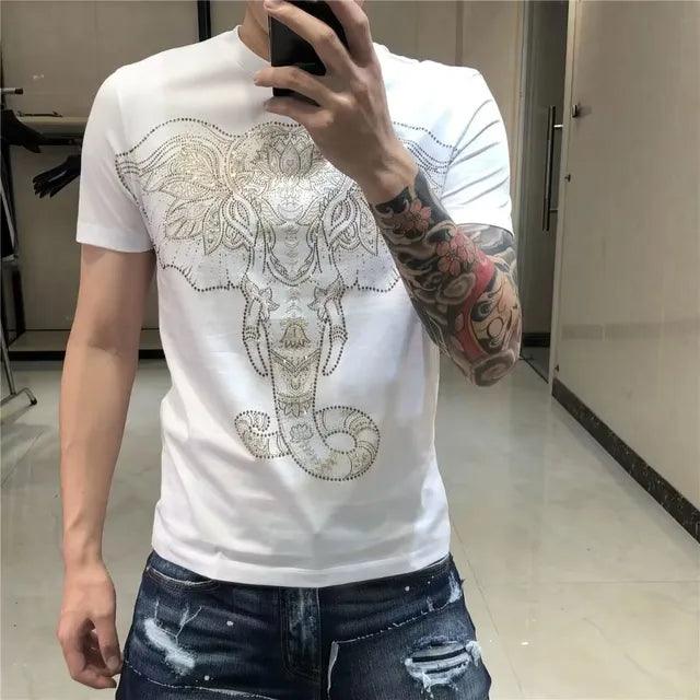 Camiseta de marca de moda para hombre, informal con diamantes de imitación - Urban Tribes Store