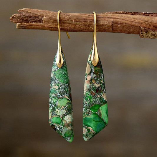 Pendientes colgantes geométricos de piedra del emperador bohemio - Urban Tribes Store