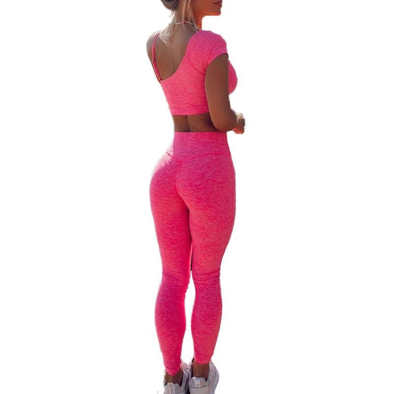 Conjunto de dos piezas de yoga fitness pantalón con sujetador asimétrico para mujer - Urban Tribes Store