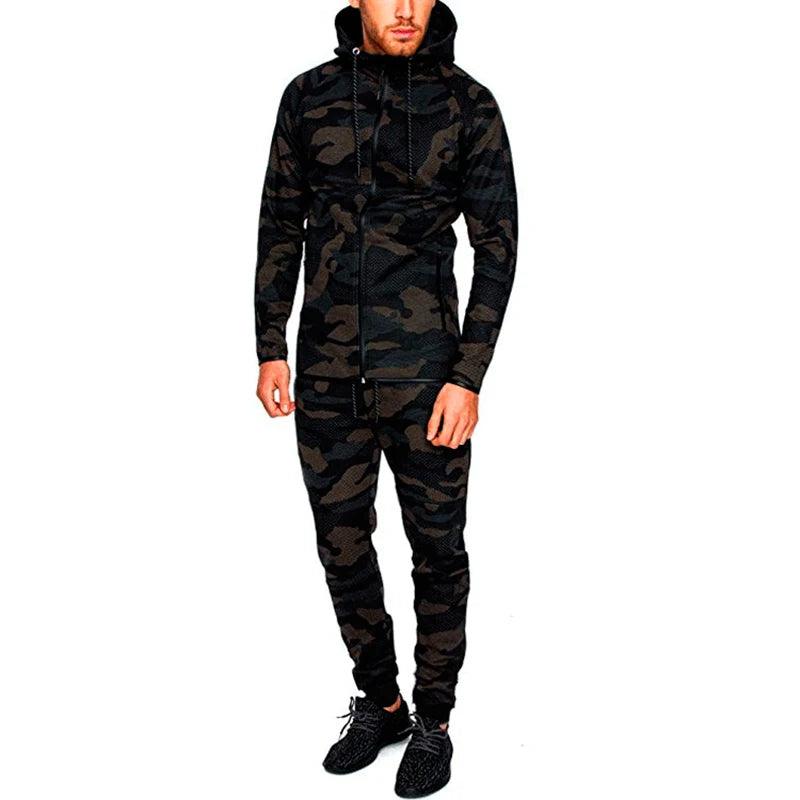 Chándal con capucha para hombre, conjunto de ropa deportiva de camuflaje - Urban Tribes Store