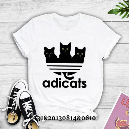 Camiseta con estampado de gato para mujer