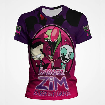 Camiseta de dibujos animados de Anime invader Zim para niños