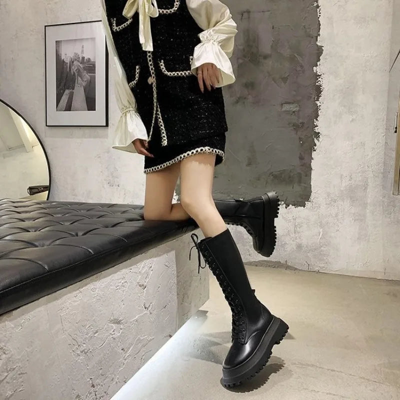 Botas altas con cuña para mujer