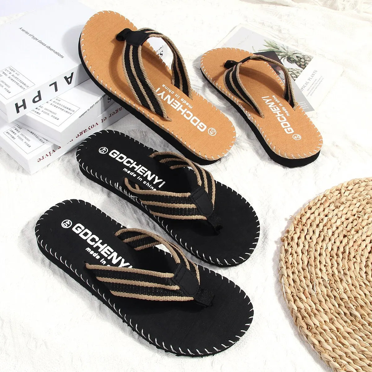 Chanclas planas de playa hombre