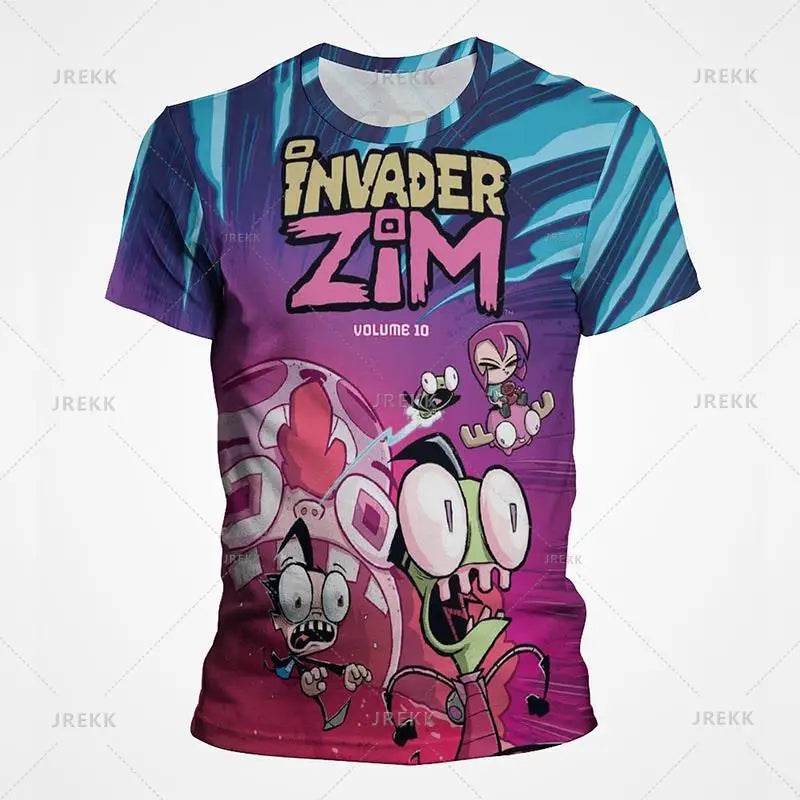 Camiseta de dibujos animados de Anime invader Zim para niños