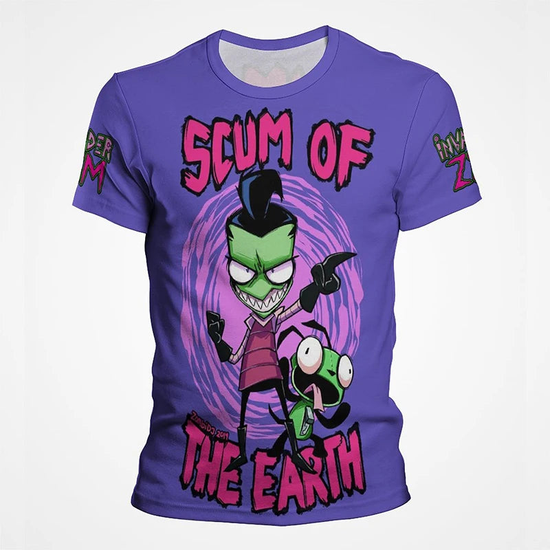 Camiseta de dibujos animados de Anime invader Zim para niños