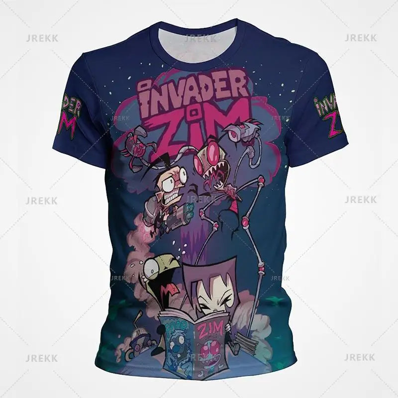 Camiseta de dibujos animados de Anime invader Zim para niños