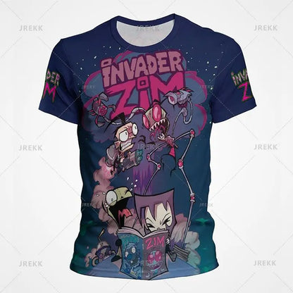 Camiseta de dibujos animados de Anime invader Zim para niños