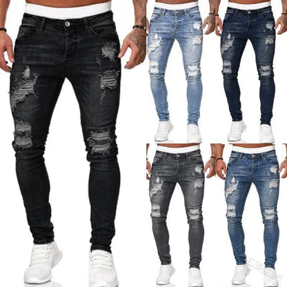 Pantalones vaqueros ajustados rasgados para hombre - Urban Tribes Store