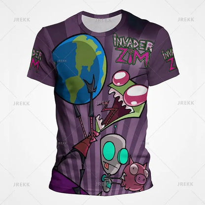 Camiseta de dibujos animados de Anime invader Zim para niños