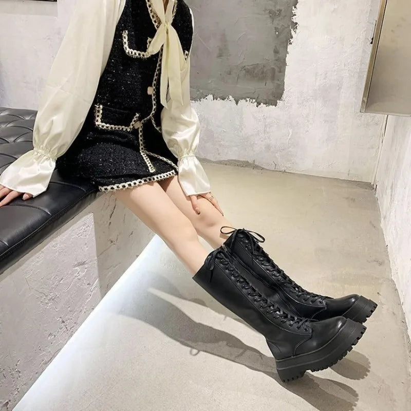 Botas altas con cuña para mujer