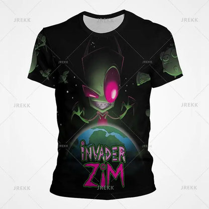 Camiseta de dibujos animados de Anime invader Zim para niños