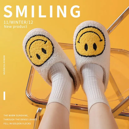 Pantuflas de invierno para mujer con patrón sonriente