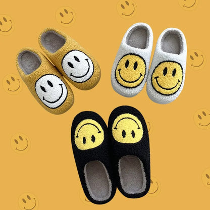 Pantuflas de invierno para mujer con patrón sonriente