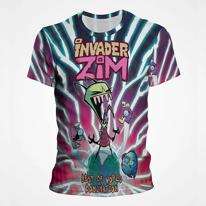 Camiseta de dibujos animados de Anime invader Zim para niños