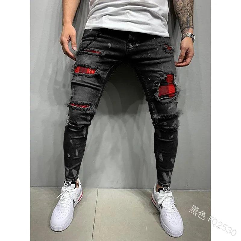 Vaqueros bordados ajustados elásticos para hombre - Urban Tribes Store