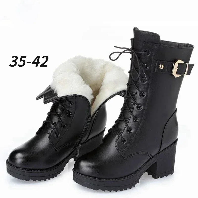 Botas de invierno de cuero para mujer