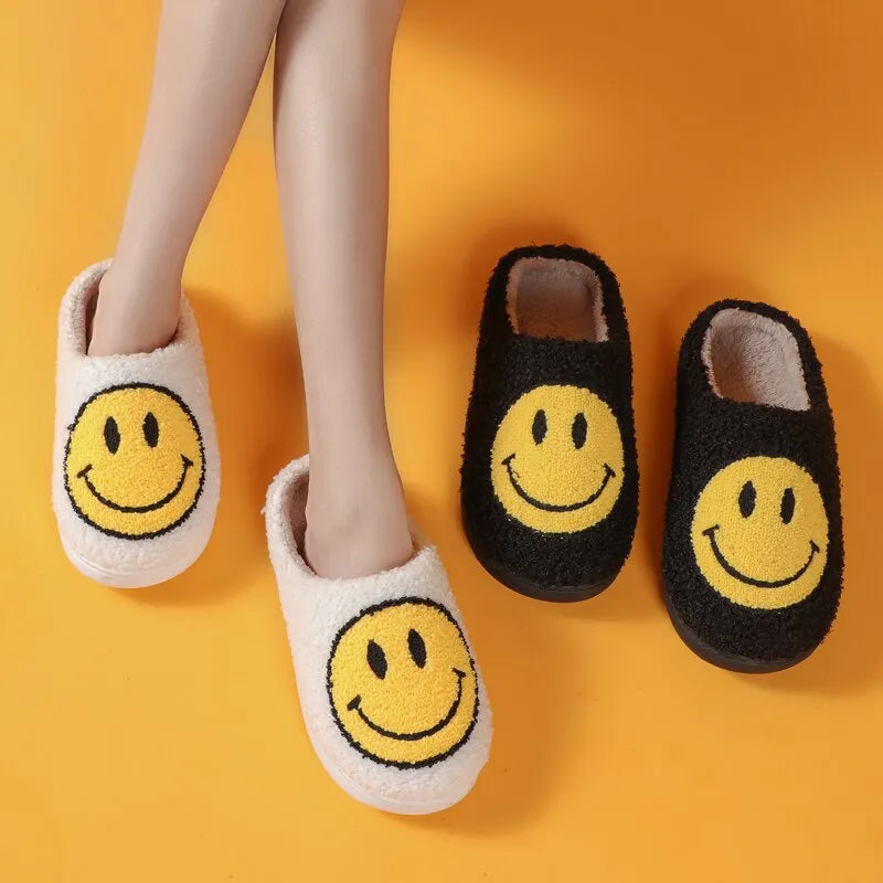 Pantuflas de invierno para mujer con patrón sonriente