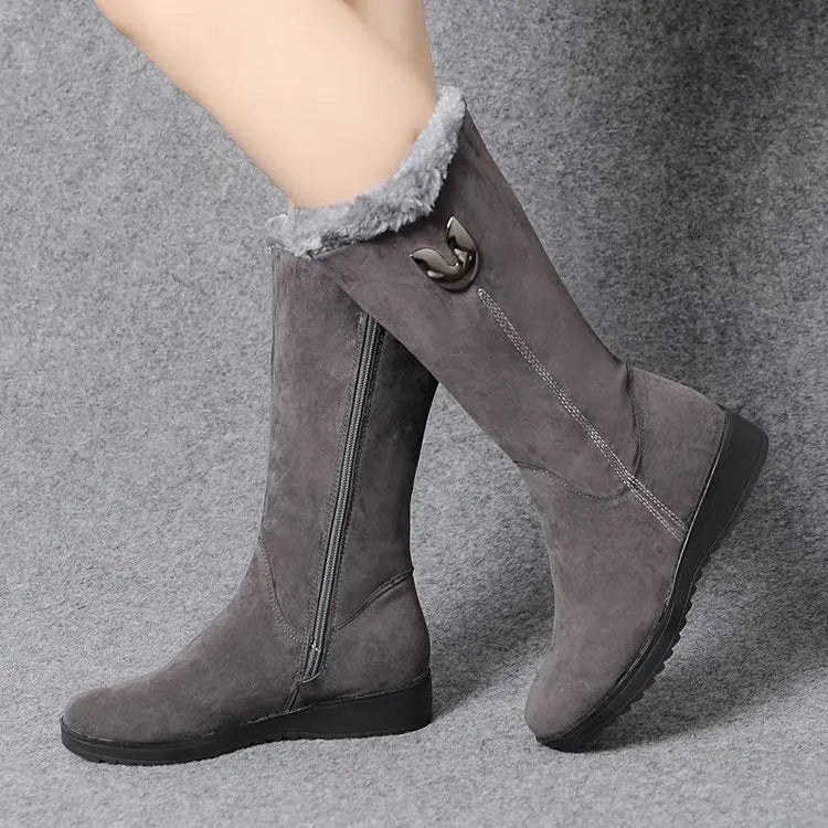 Botas Chelsea cálidas de piel alta para mujer