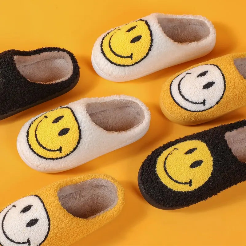 Pantuflas de invierno para mujer con patrón sonriente