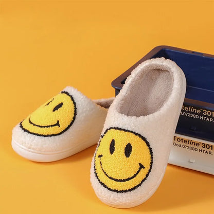 Pantuflas de invierno para mujer con patrón sonriente