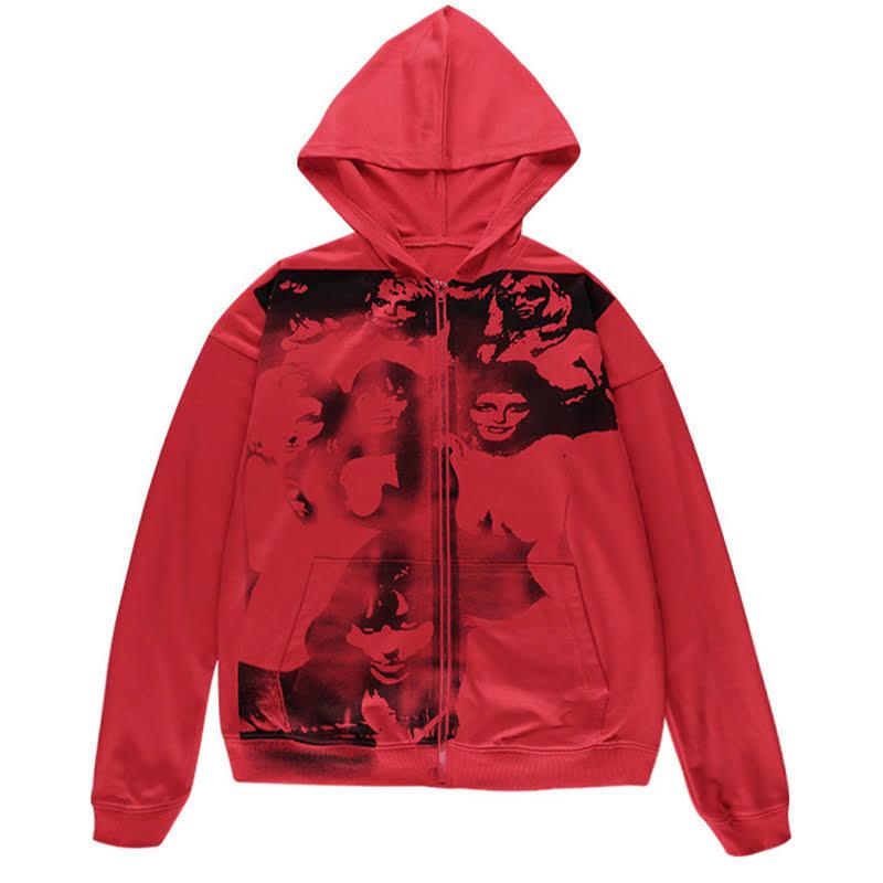 Sudadera roja cremallera - Urban Tribes Store