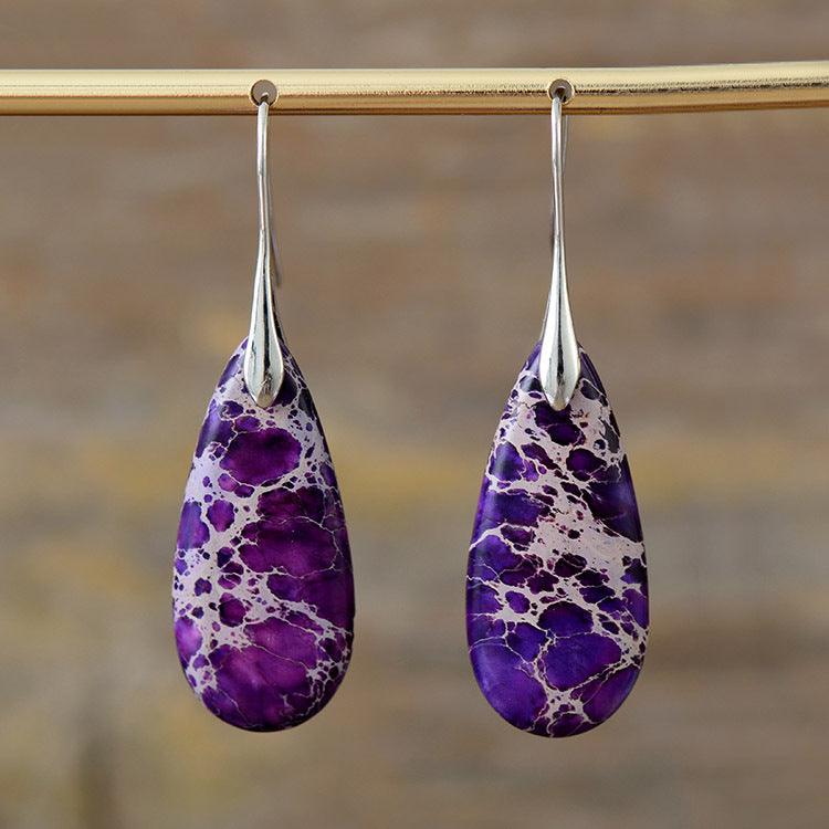 Pendientes con colgante de gota de agua de piedra de emperador - Urban Tribes Store