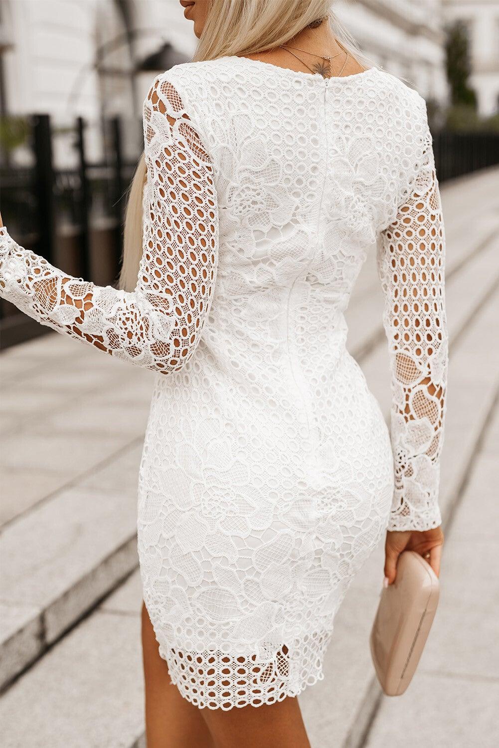 Vestido ajustado de encaje blanco - Urban Tribes Store