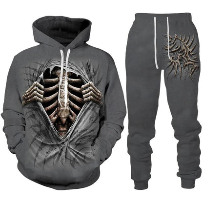 Conjunto de chándal con estampado 3D de calavera para hombre - Urban Tribes Store