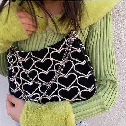 Bolso de hombro con estampado de corazones - Urban Tribes Store